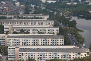 An aerial view of Khlong Chan housing estate in Bangkok. Five developers have joined the bidding to build low-cost housing projects on state land in Bangkok, Phetchaburi and Chiang Mai.